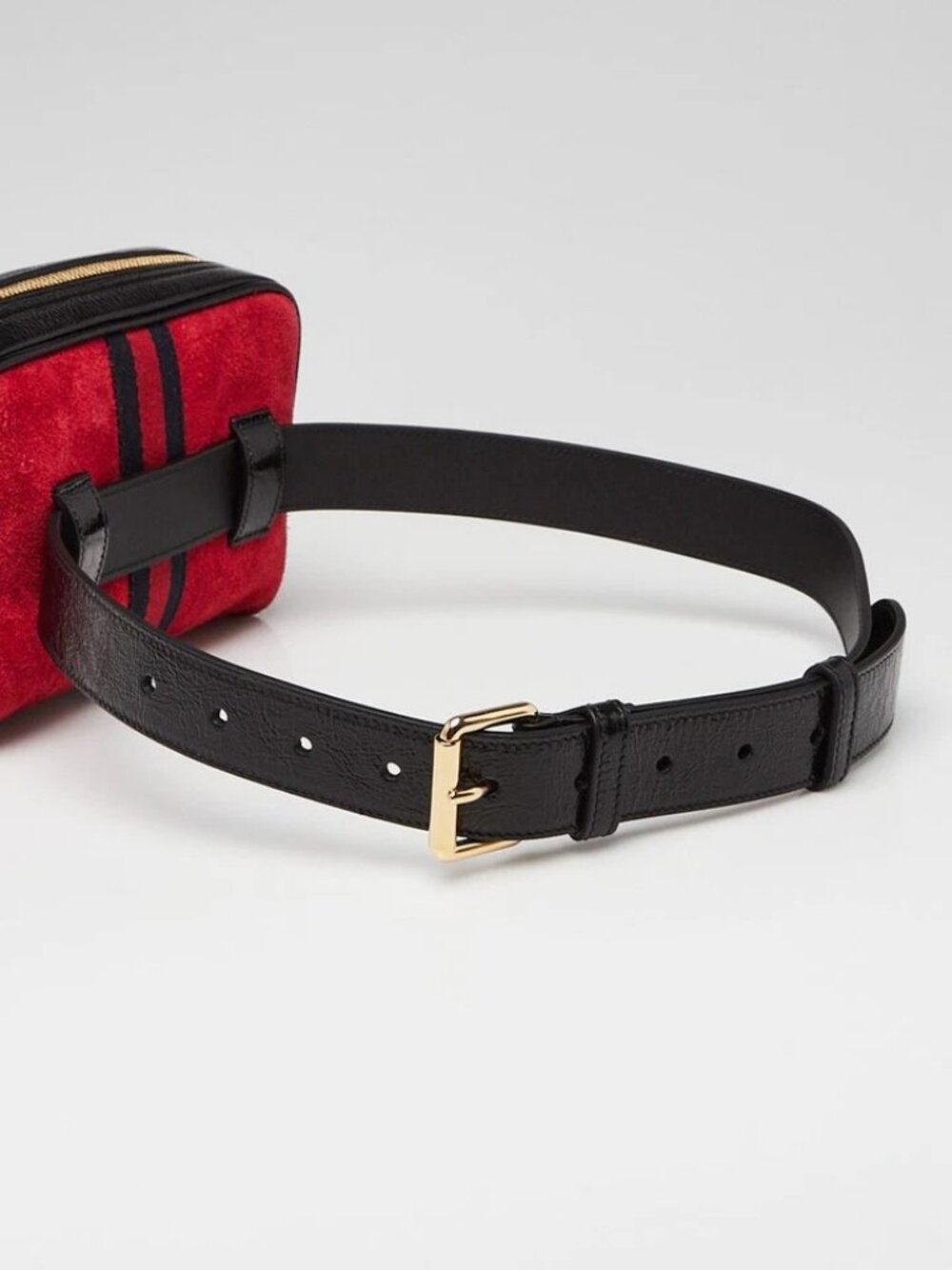Gucci Red/Black Suede/Patent Leather Vintage Web Ophidia Small Belt Bag - Picture 4 of 12